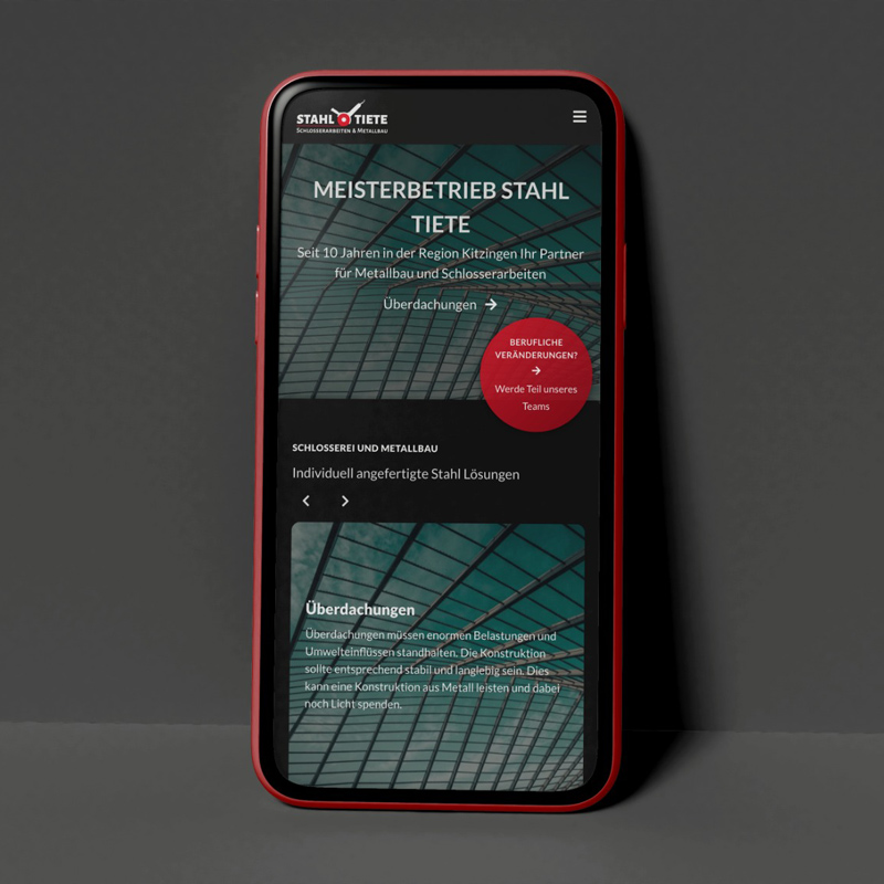 Neue Website Metallbau Stahl Tiete Kitzingen